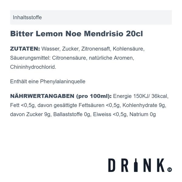 Bitter Lemon Noe Mendrisio 20cl, 6er-Pack