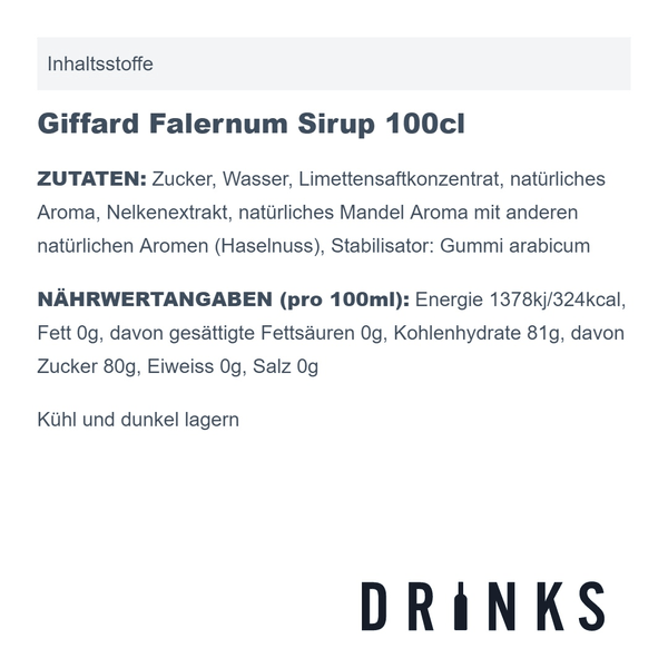 Giffard Falernum Sirup 100cl