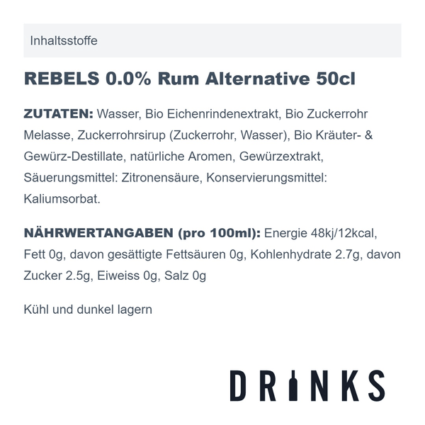 REBELS 0.0% Rum alkoholfrei 50cl