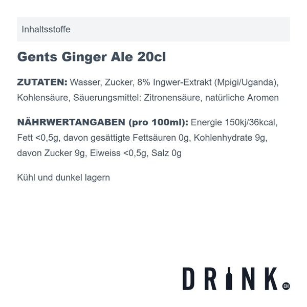 Gents Ginger Ale 20cl Pack de 4