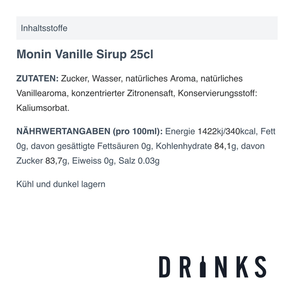 Monin Sirop Vanille 25cl
