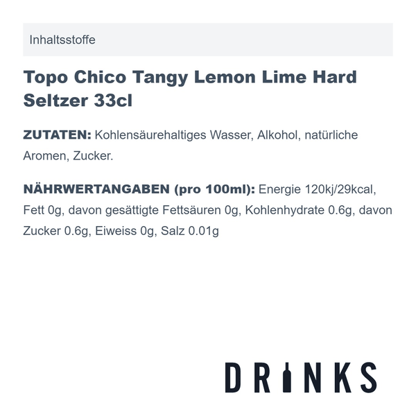 Topo Chico Tangy Lemon Lime Hard Seltzer 33cl, 4er-Pack