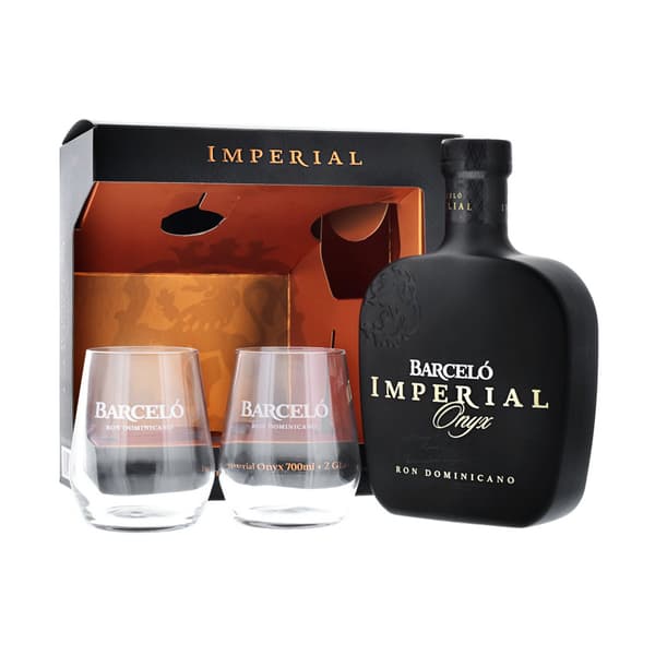 Barceló Imperial Onyx Rum 70cl mit zwei Gläsern