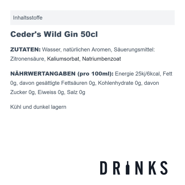 Ceder's Wild Gin (alkoholfrei) 50cl