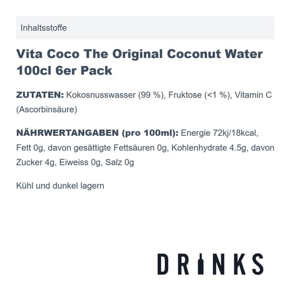 Vita Coco The Original Coconut Water 100cl 6er Pack