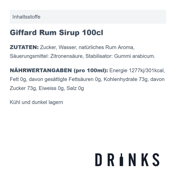 Giffard Rum Sirup 100cl