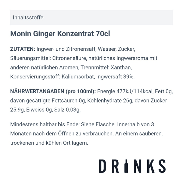 Monin Ginger Konzentrat 70cl