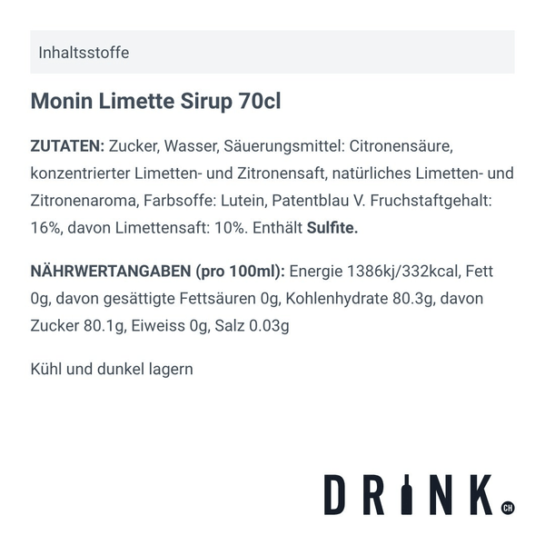 Monin Limette Sirup 70cl