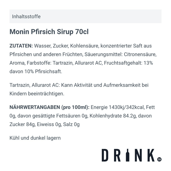 Monin Pfirsich Sirup 70cl