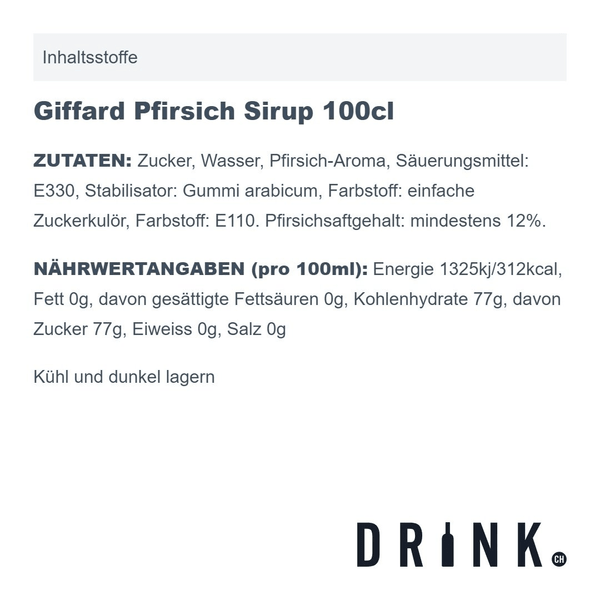 Giffard Pfirsich Sirup 100cl