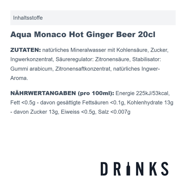 Aqua Monaco Hot Ginger Beer 20cl Pack de 4