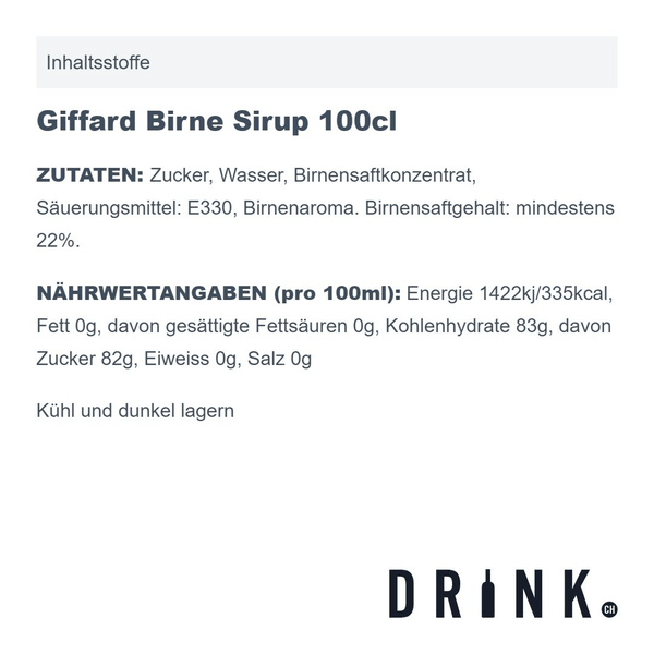 Giffard Birne Sirup 100cl