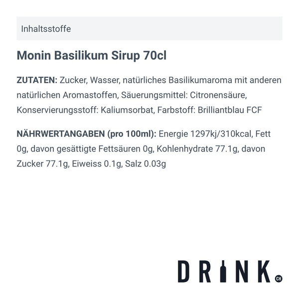 Monin Basilikum Sirup 70cl