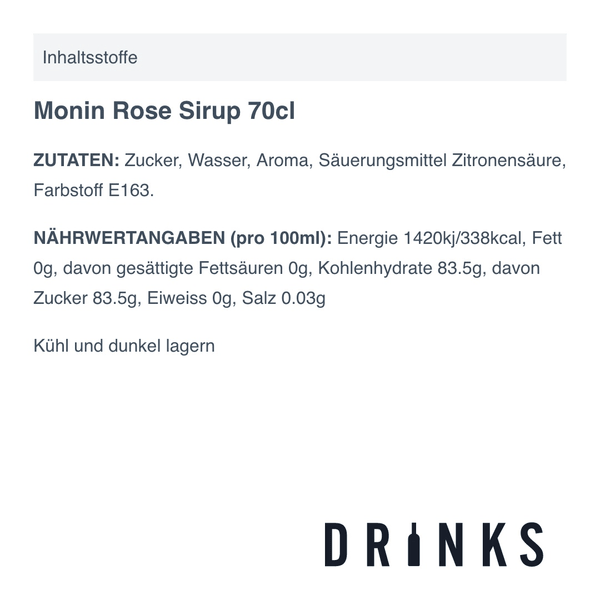 Monin Rose Sirup 70cl