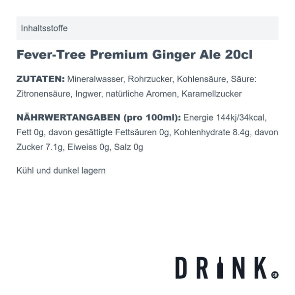 Fever-Tree Ginger Ale 20cl Pack de 4