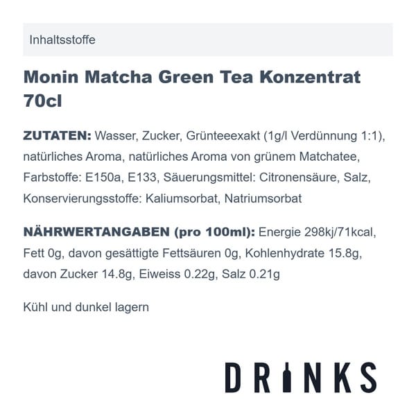 Monin Concentré de Matcha Thé Vert 70cl