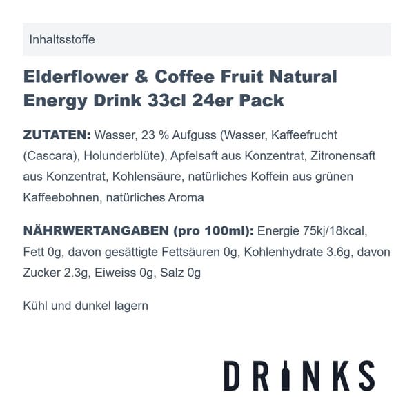 MAD Natural Energy Elderflower & Coffee Fruit 33cl Pack de 24