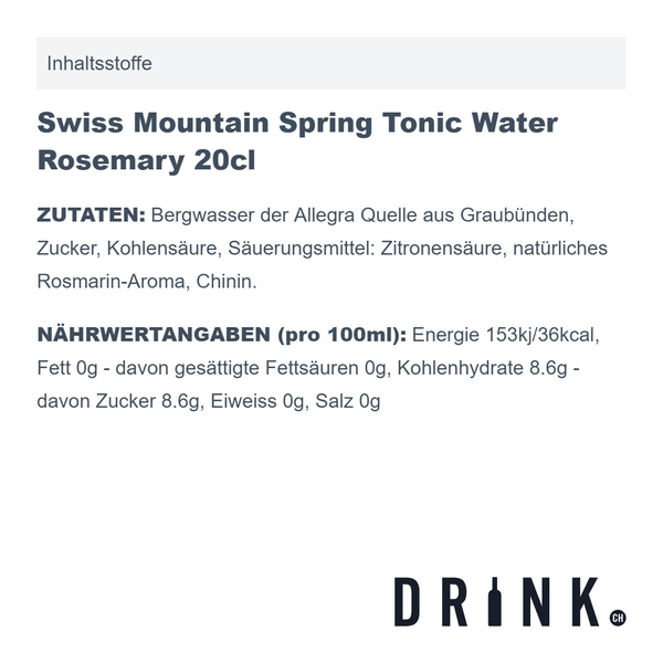 Noble White Alpine Gin 50cl mit 8x Swiss Mountain Spring Classic Tonic Water