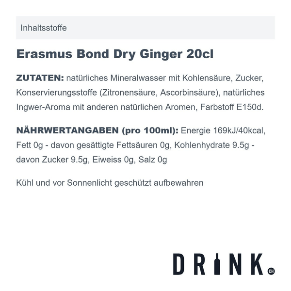 Erasmus Bond Dry Ginger 20cl 4er Pack