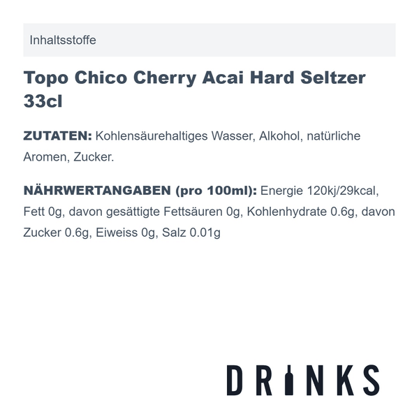 Topo Chico Cherry Acai Hard Seltzer 33cl, 4er-Pack
