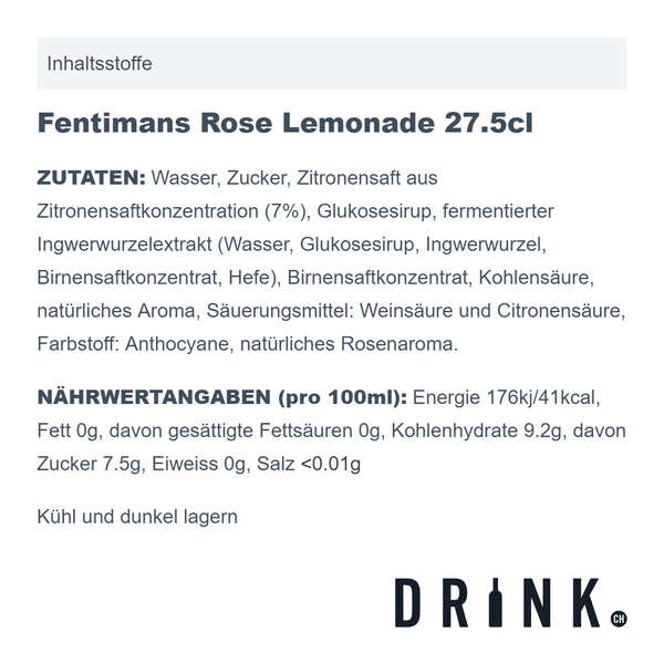 Fentimans Rose Limonade 27.5cl Pack de 4