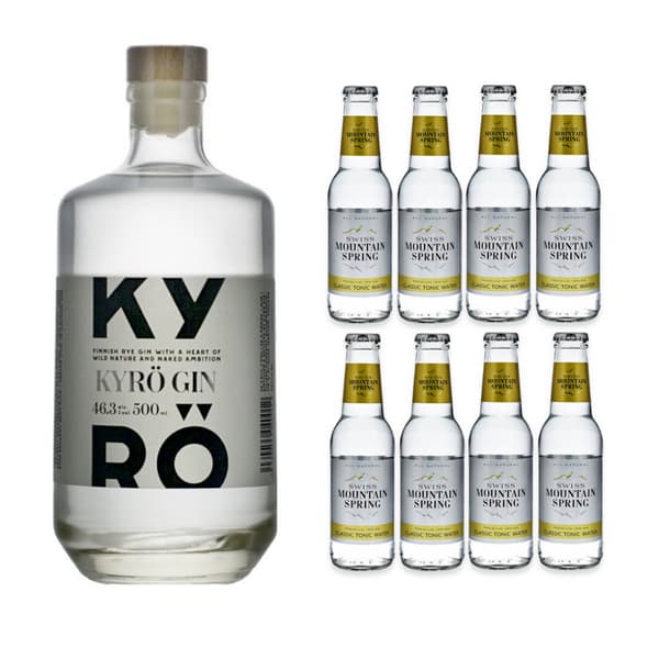 Kyrö  Gin 50cl mit 8x Swiss Mountain Spring Classic Tonic Water