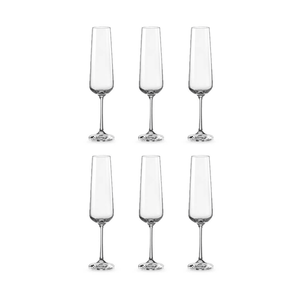 Bohemia Crystal Glass Sandra Flute 20cl, 6er-Set