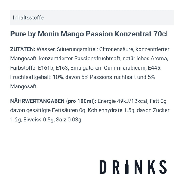 Pure by Monin Mango Passion Konzentrat 70cl