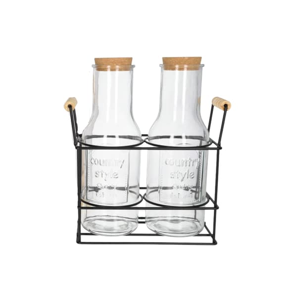 Danny Home Glaskaraffen-Set 2x135cl mit Metallgestell 3-teilig