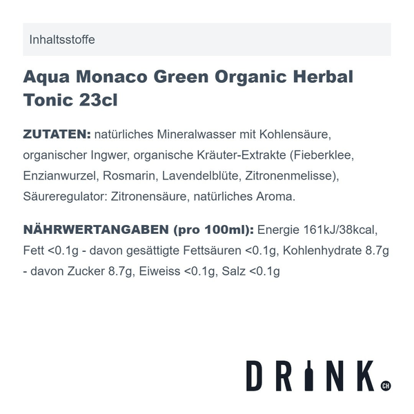Aqua Monaco Green Organic Herbal Tonic 23cl 4er Pack