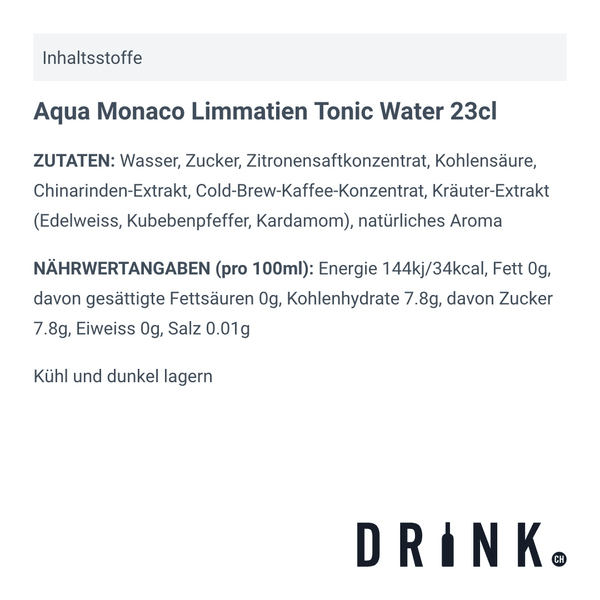 Aqua Monaco Limmatien Tonic Water 23cl, 4er-Pack