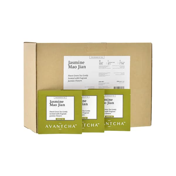 Avantcha Jasmine Mao Jian Green Tea Box avec 100 sachets de thé