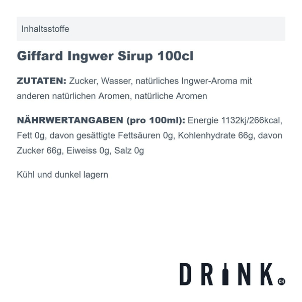Giffard Ingwer Sirup 100cl