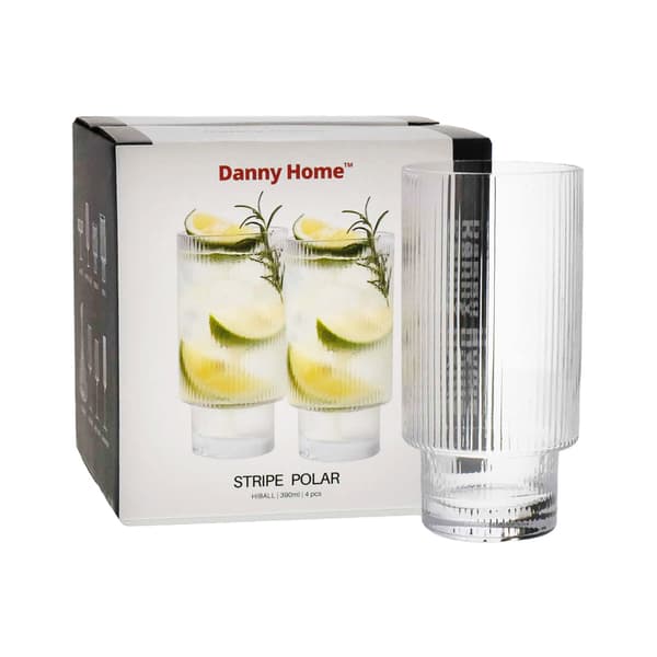 Danny Home Stripe Polar Highball Tumbler, pack de 4