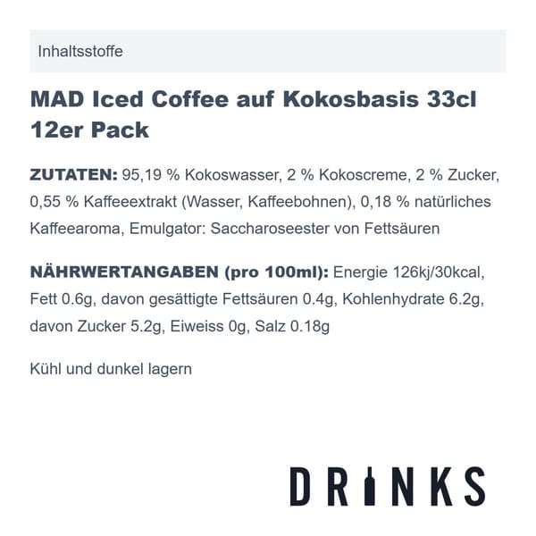 MAD Cappuccino Coconut Plant Based 33cl Pack de 12