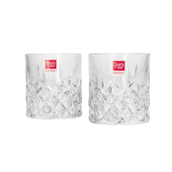 Danny Home Verre à pied Crystal Diamond-Cut 20cl, pack de 2
