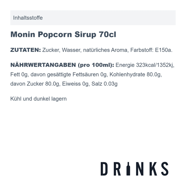 Monin Popcorn Sirup 70cl