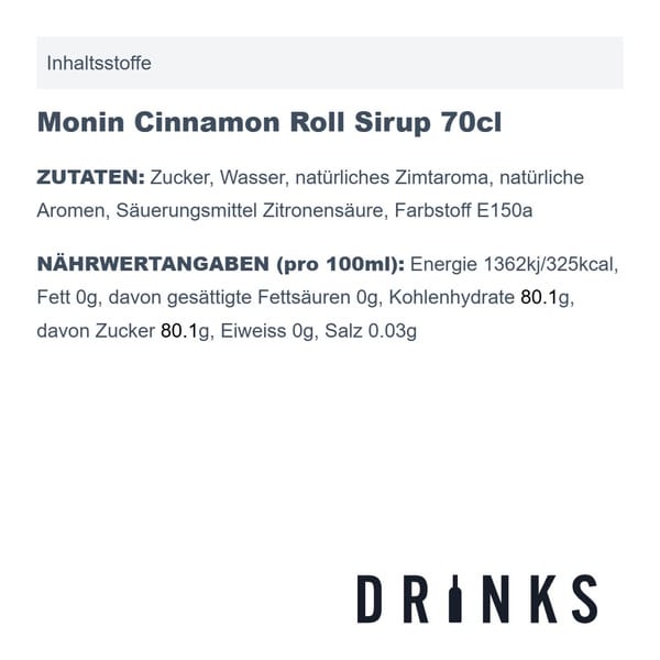 Monin Cinnamon Roll Sirup 70cl