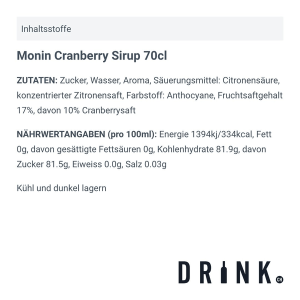Monin Cranberry Sirup 70cl
