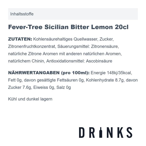 Fever-Tree Sicilian Bitter Lemon 20cl, Pack de 4