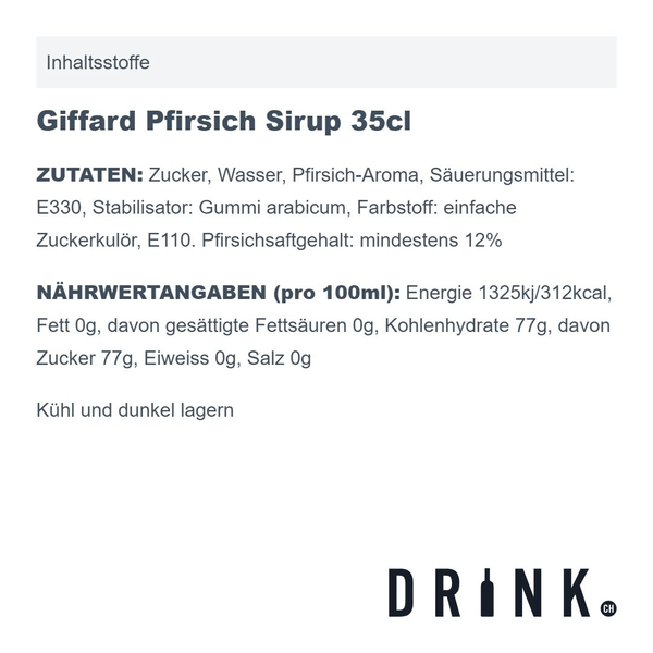 Giffard Pfirsich Sirup 35cl