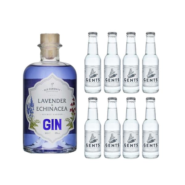 Secret Garden Gin Lavendel & Echniacea 50cl mit 8x Gents Tonic Water