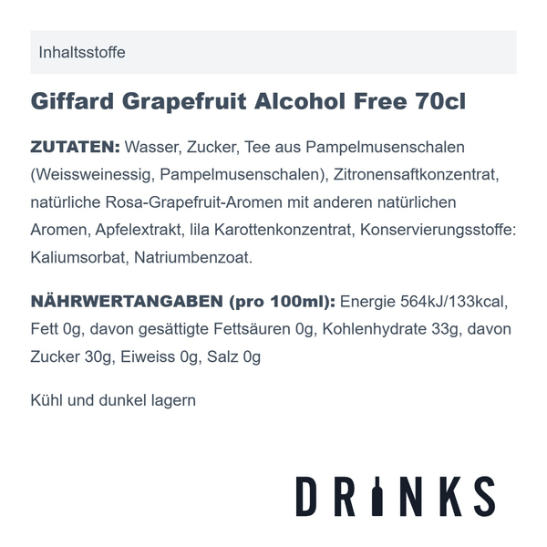 Giffard Grapefruit Alcohol Free 70cl