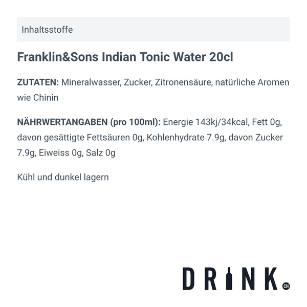 Franklin&Sons Indian Tonic Water 20cl 4er-Pack