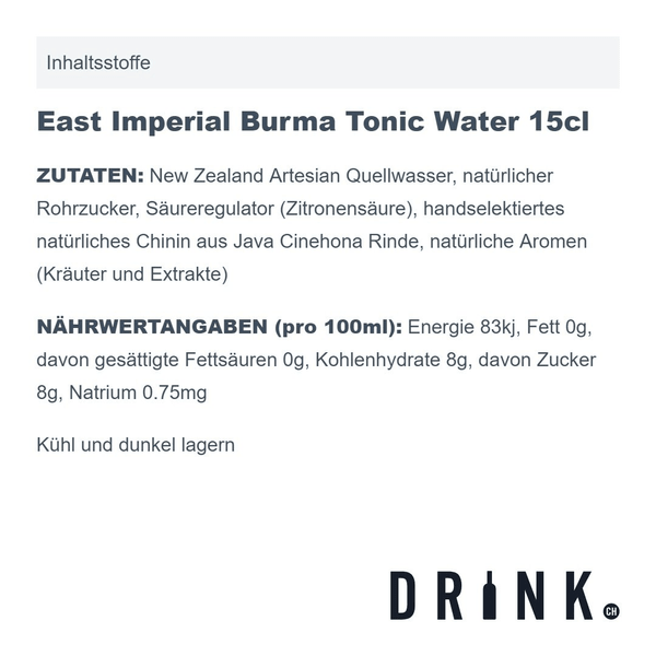 East Imperial Burma Tonic Water 15cl Pack de 4