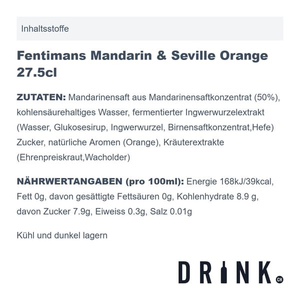 Fentimans Mandarin & Seville Orange Jigger 27.5cl, Pack de 4