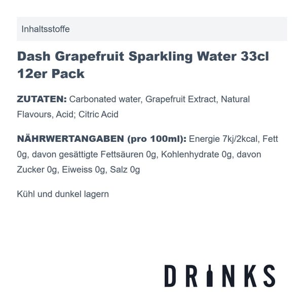 Dash Grapefruit Sparkling Water 33cl 12er Pack