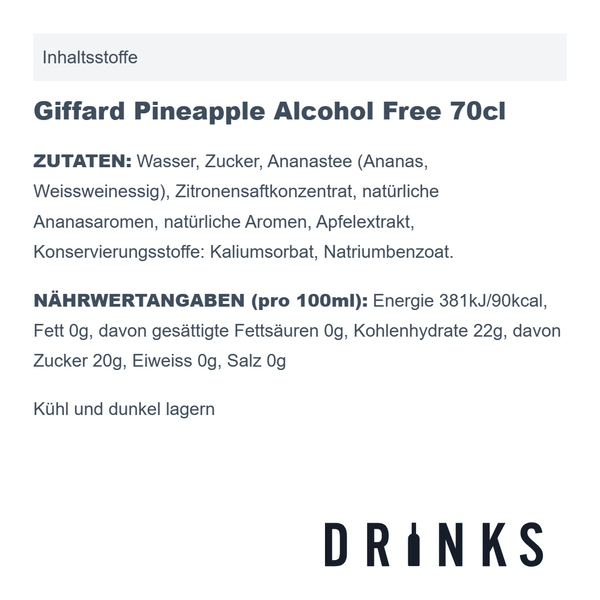 Giffard Pineapple Alcohol Free 70cl