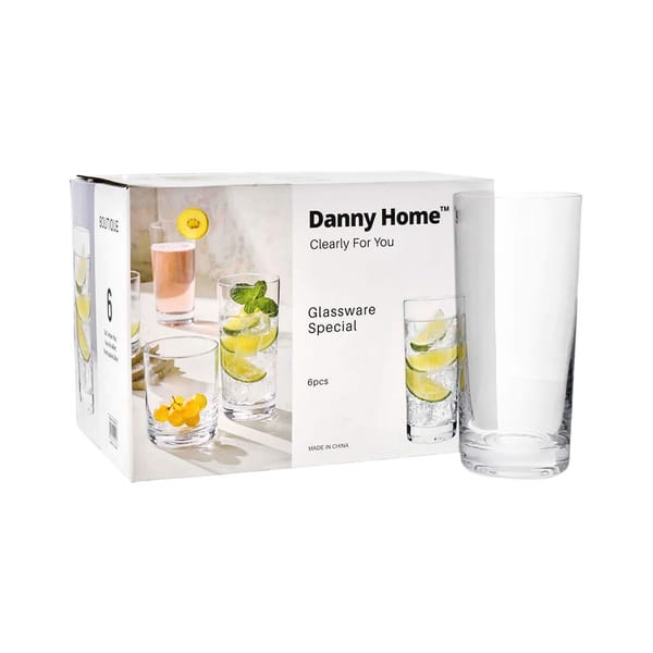 Danny Home Classic Tall Tumbler Verre à cocktail 46cl, pack de 6