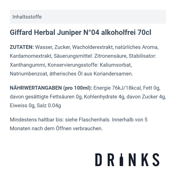 Giffard Herbal Juniper N°04 alkoholfrei 70cl